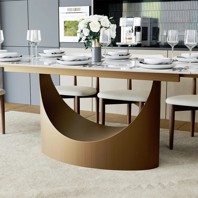 Oval Faux Marble Top Dining Table