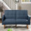 Canapé-lit de style transitionnel canapé-lit convertible bleu gris en polyfibre 1pc