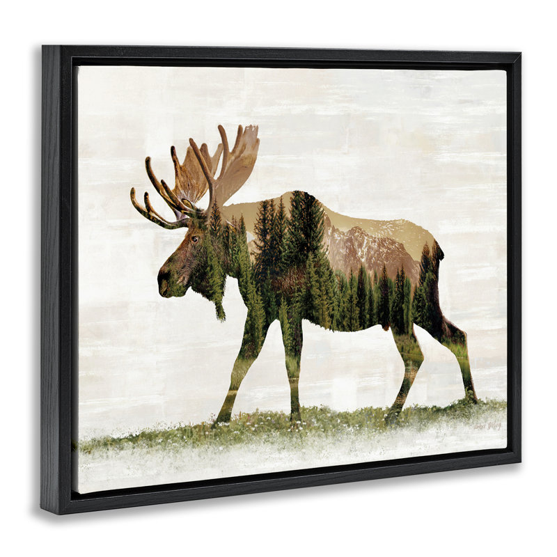 "Forest Forest Moose", art mural encadré par Amber Sterling, Noir, H 17 po x l 21 po