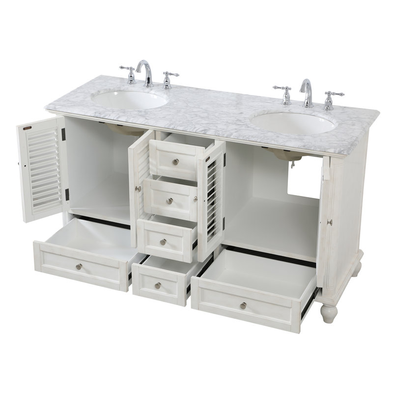Ensemble de meuble-lavabo double 60 po Hansford, Blanc