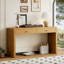 Console incurvée avec rangement TREXM, table d'entrée en bois à 2 tiroirs, console rustique de style campagnard pour entrée, couloir, salon, naturel-1545960122