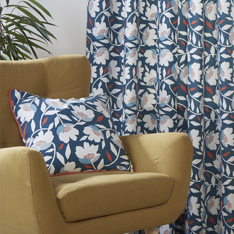 Luna Floral Square Cushion Cover, Teal