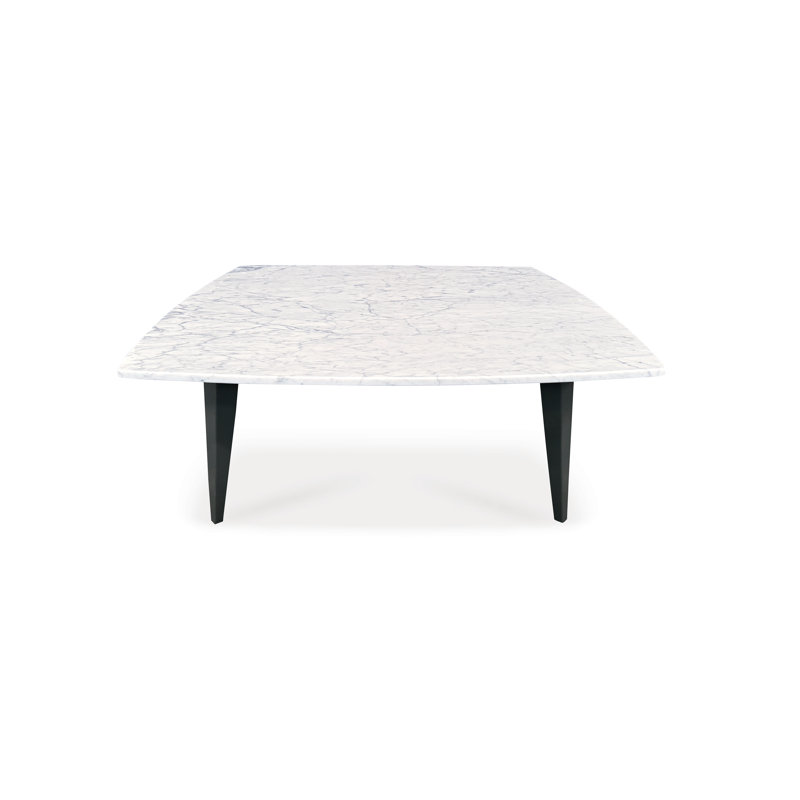 Table basse en marbre blanc Carrara de 36 po avec pieds en fer Milano
