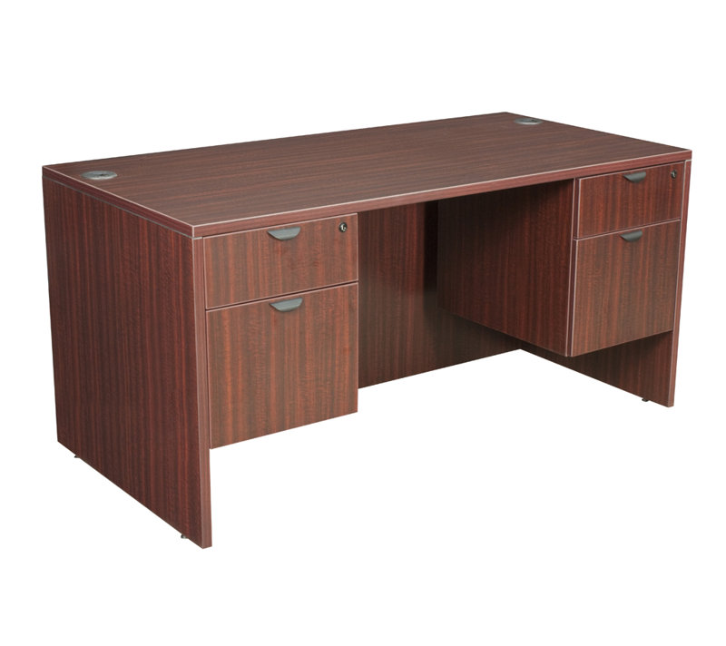 Bureau Nevjana avec tiroir à double caisson, Cerisier, 29" H x 60" W x 30" D