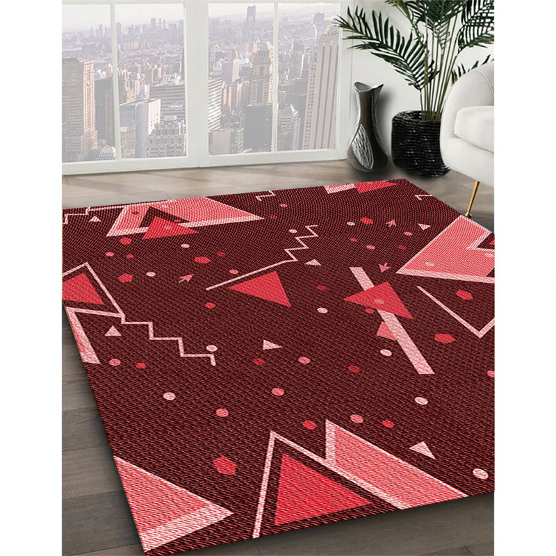 Tapis tissé à la machine en rouge, Rectangle 2 pi x 3 pi