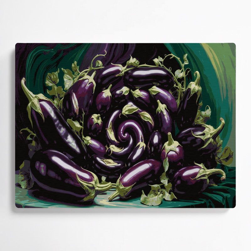 Légumes, aubergine, globe, art mural en métal mauve, H 16 po x l 20 po