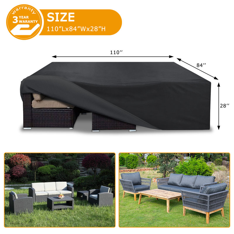 Housse pour ensemble repas d'extérieur imperméable Tavanna, H 28 po x l 110 po x P 84 po