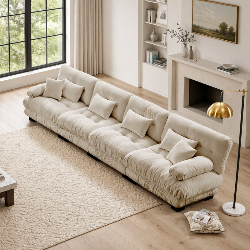 Upholstered 0.03 " Chenille Seating Component, Light Coffee Chenille