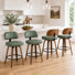 Tabouret de bar rembourré Oundle de style moderne du milieu du siècle avec dossier en bois incurvé et repose-pieds en métal (ensemble de 4)
