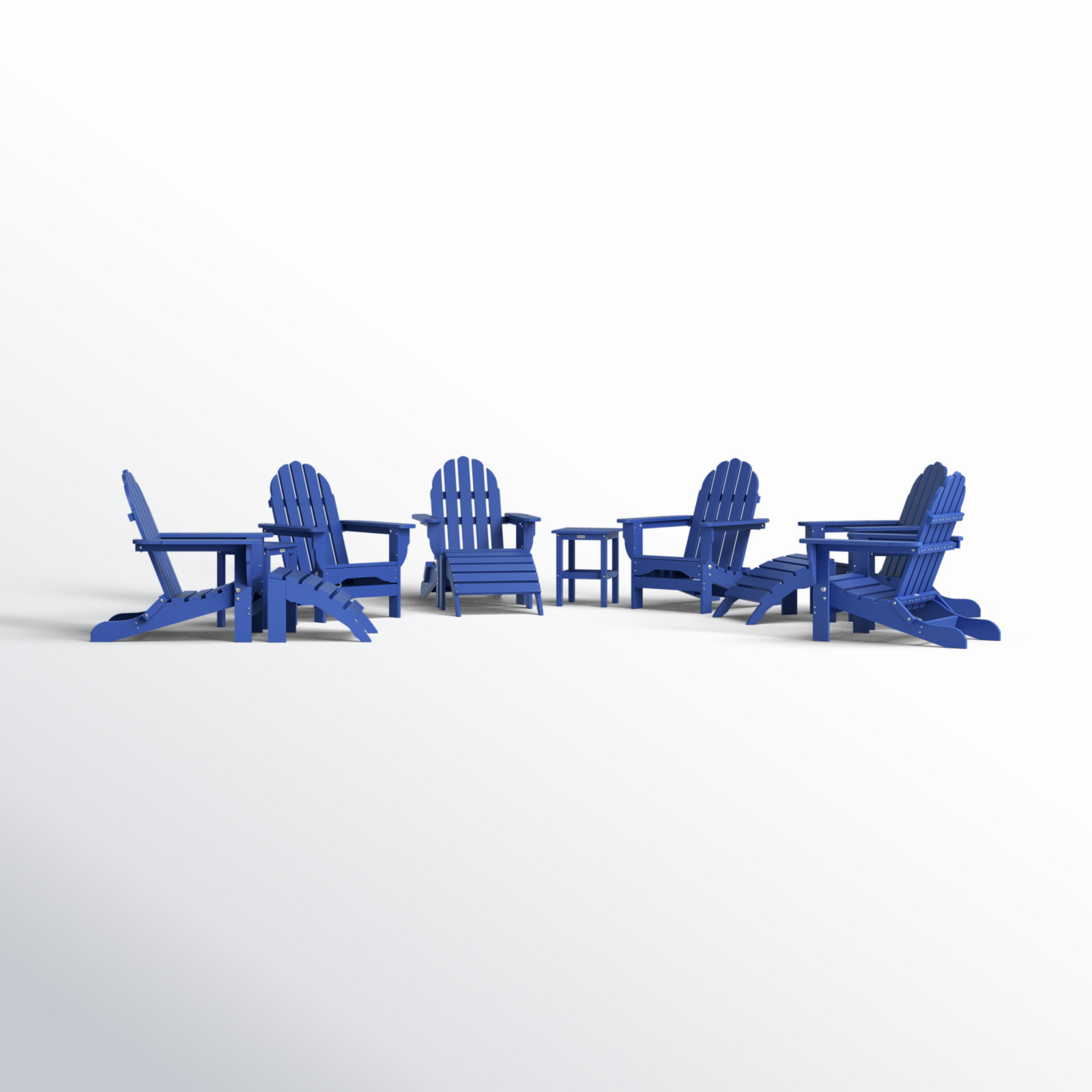 Leighton Foldable Outdoor Adirondack Set, Royal Blue