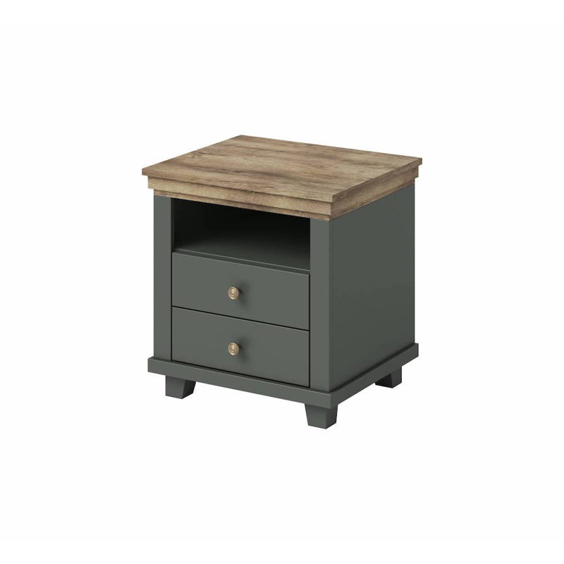 Aaryon 52cm W Manufactured Wood Bedside Table, Green