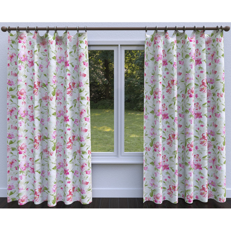 Tissu à imprimé floral, Vert et rose