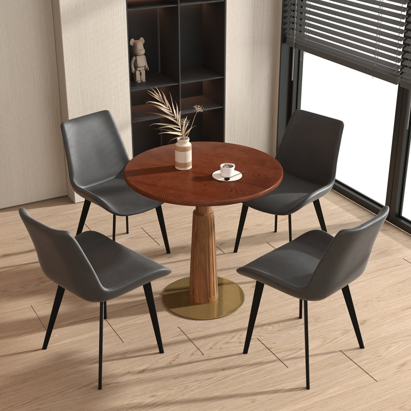 Ensemble de 5 tables de conférence modernes en bois massif, comprenant 4 chaises en similicuir