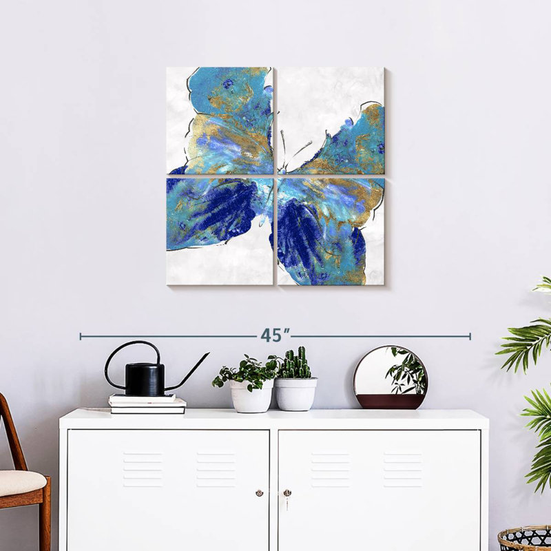 Brampt Blue Butterfly Gold Streaks, 26" H x 26" W