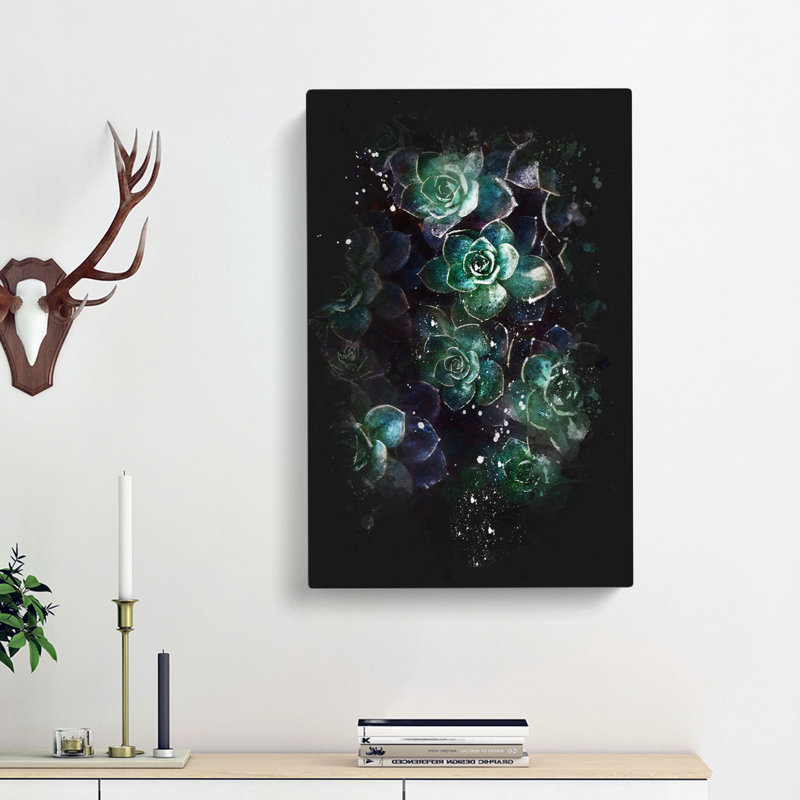 Green Succulent In Bloom - Wrapped Canvas Print, 91cm H x 60cm W x 3cm D