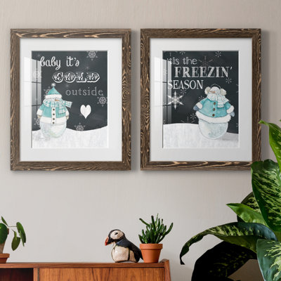 Baby It's Cold Outside - Matted and Framed Under Glass, Set of 2, Large Living Room Wall Art