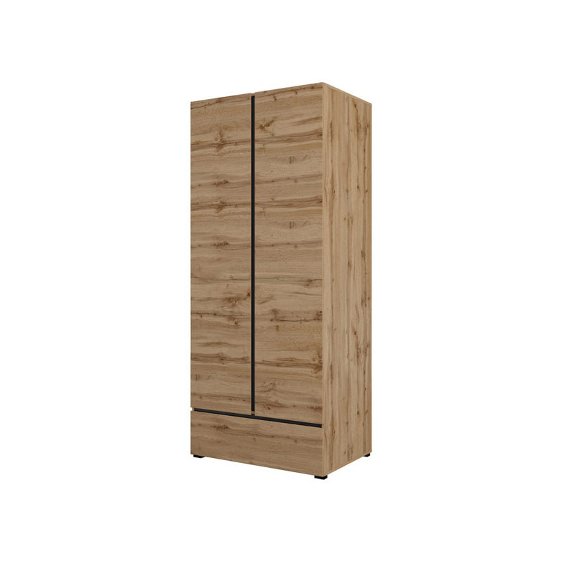 Scasso 2 Door Manufactured Wood Wardrobe, Oak Wotan