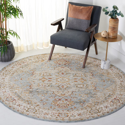 Tapis oriental en polyester bleu / gris Xanthi