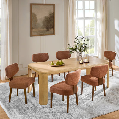 Keim 21''W Mid Century Modern Ergonomic Seating Design Dining Chair with Solid Wood Legs Set of 6