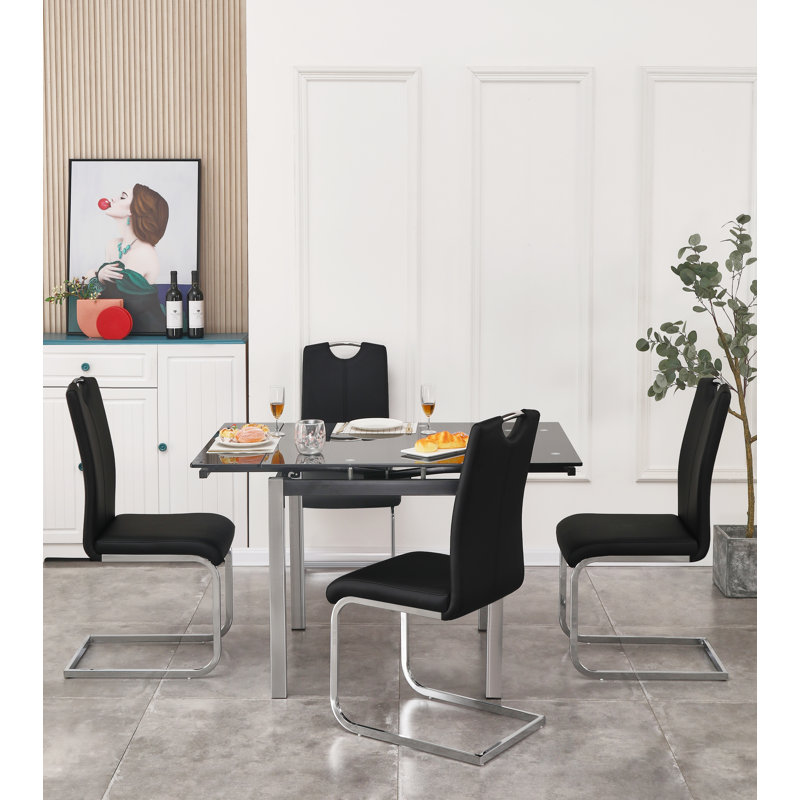 Trussville 4 - Person Dining Set, Black, Black