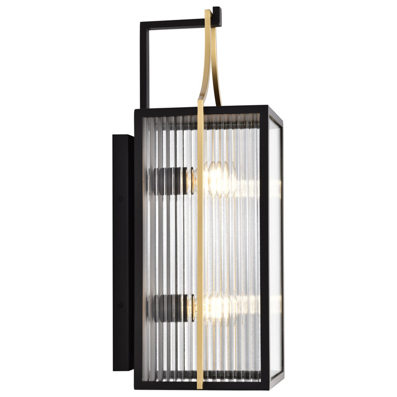 Holden - Large Outdoor Lantern - Gold And Black Finish - Clear Glass, 21.75'' H x 8.5'' W x 8.88'' D