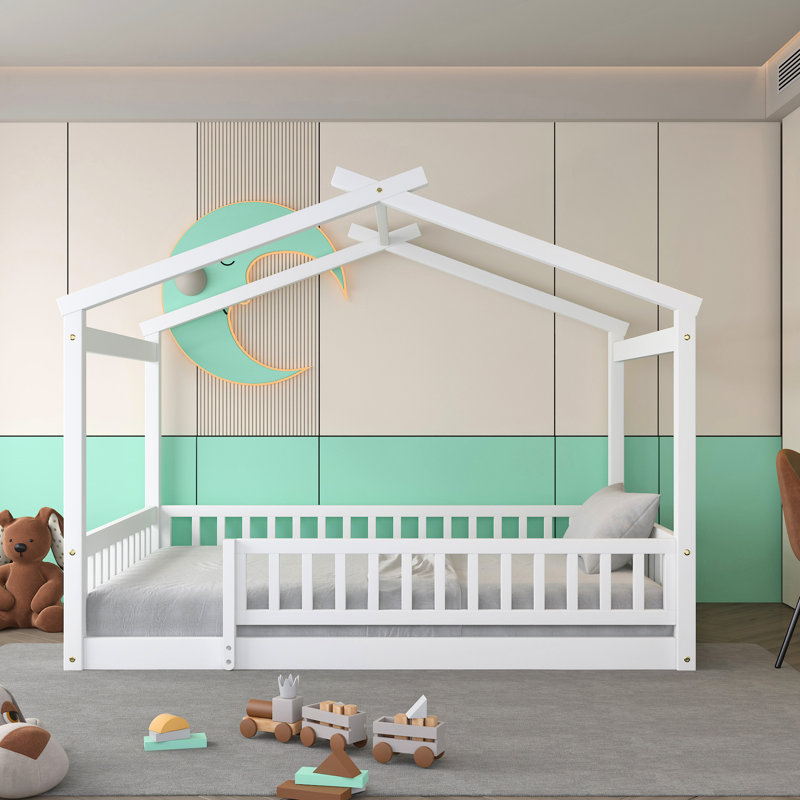 Lit maison ludique avec clôture Playful, Full, White