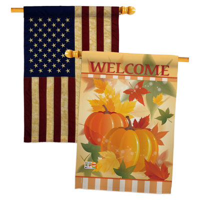 Double Sided 40'' H x 28'' W Polyester Thanksgiving House Flag