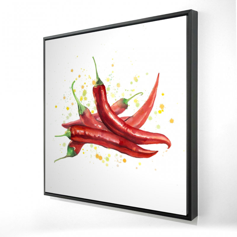 Toile rouge piments forts | Art encadré rouge pour la décoration intérieure, H 25,25 po x l 25,25 po