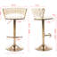 2 tabourets de bar, crème, repose-pieds et base, levage mécanique à hauteur réglable, siège en velours, pieds dorés, pivotant à deux avec hauteur de levage, revêtement, pieds