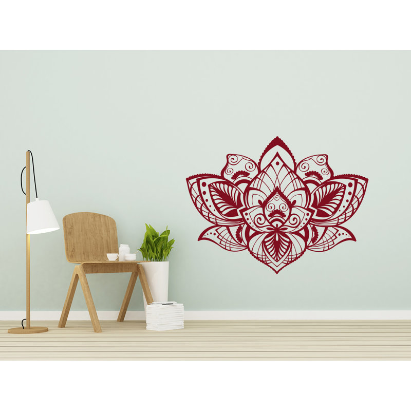 Adhésif décoratif fleur de lotus, H 22 po x l 29 po, Bourgogne