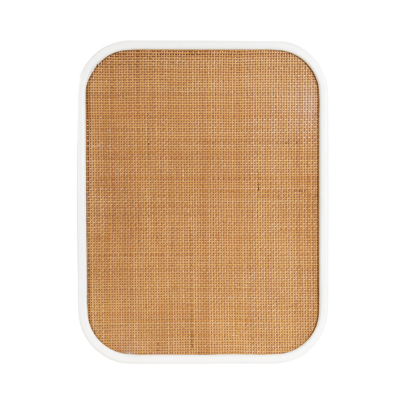 Panneau rectangulaire arrondi en rotin, Blanc