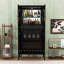 Armoire de cuisine autoportante avec éclairage à DEL, rangement réglable et présentoir en verre-129531943