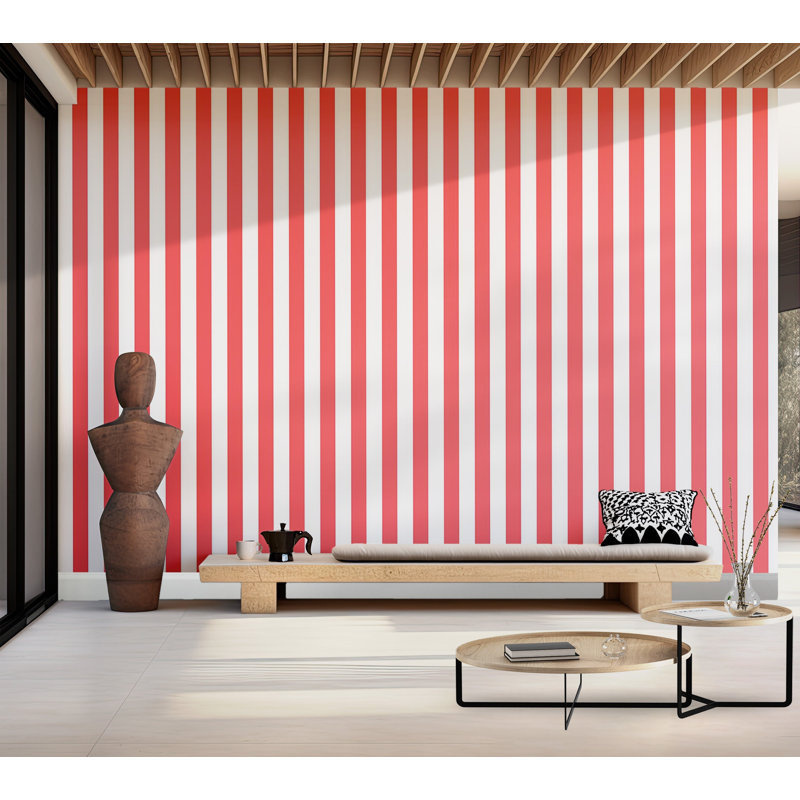 Murale pelez et collez de qualité supérieure - Rayures roses, L 120 po x L 96 po