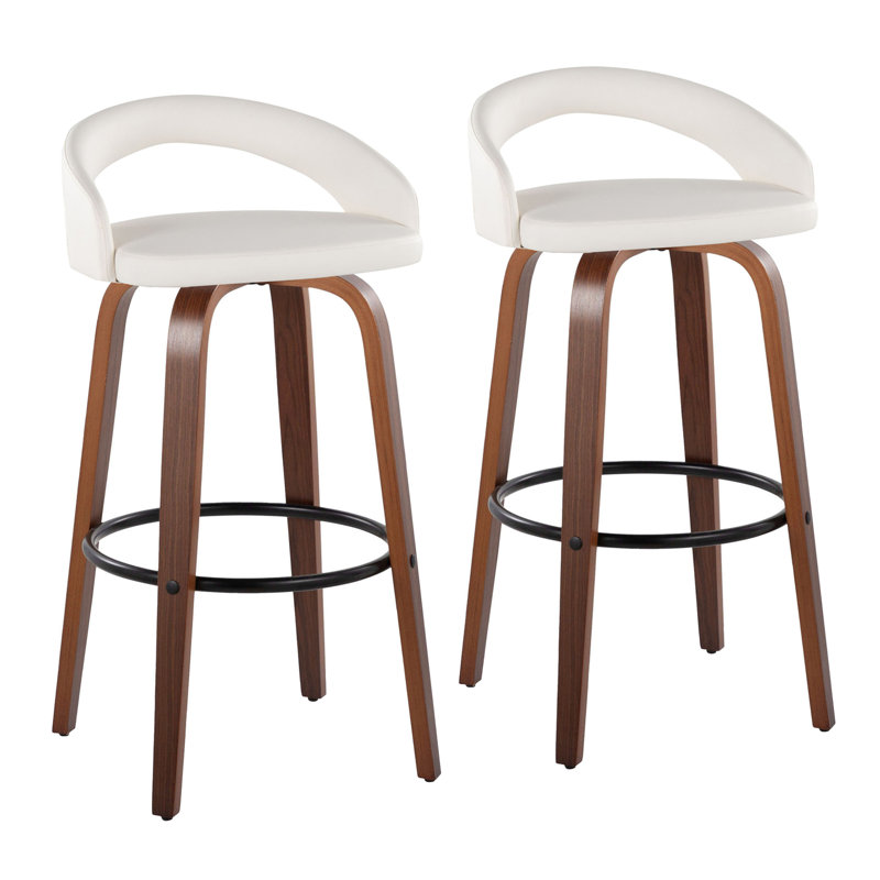 Tabouret de bar à hauteur fixe avec pivot, Blanc, Marron foncé