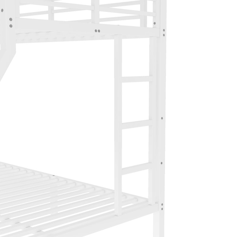 Metal Twin XL over Queen Bunk Bed for Teens & Adults, Space-Saving, Noise-Free, No Box Spring, White