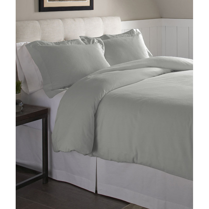 Ensemble de housse de couette 100% coton Pointehaven 175 g / m², Double/grand, Gris chiné