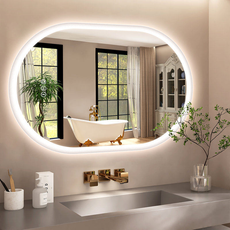 Miroir ovale intelligent à DEL Bluetooth - Illuminez votre salle de bain avec style