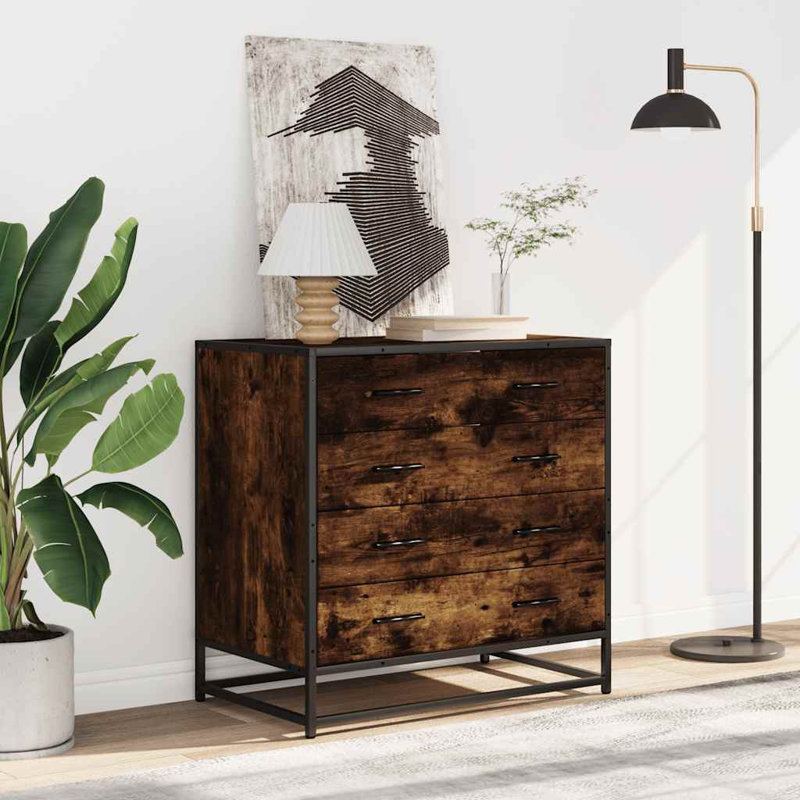 Annalaura Metal Accent Chest, Smoked Oak