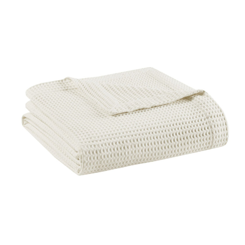 Ivory King-Size Ultra-Soft Waffle Weave Cotton Blanket