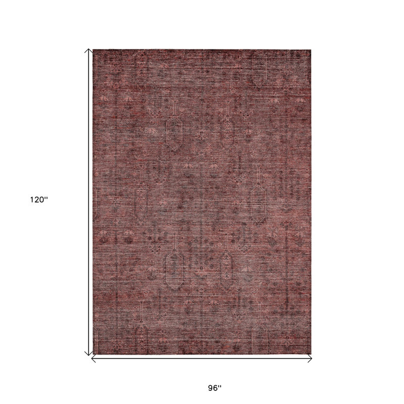 Tapis intérieur et extérieur lavable 8 pi x 10 pi orange et cuivre Southwestern