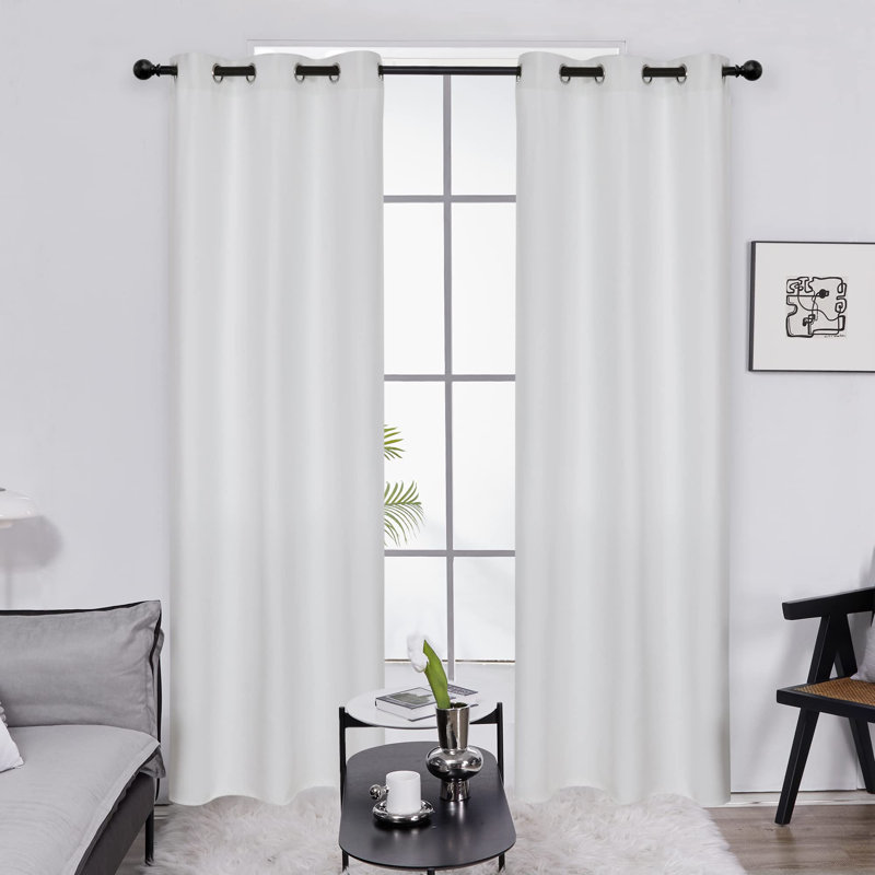 Thermal Insulated Room Darkening Grommet Curtain Panels (Set of 4), Pure White, 42" W x 95" L