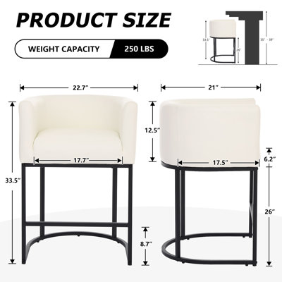 Upholstered Counter Height Stool with Metal Frame