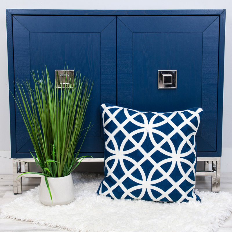 Coussin 100% coton à fermeture à glissière, Bleu
