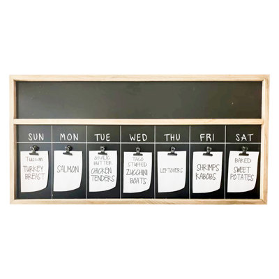 VIP Wood 31.5 in. Black Chalkboard Weekly Menu Planner
