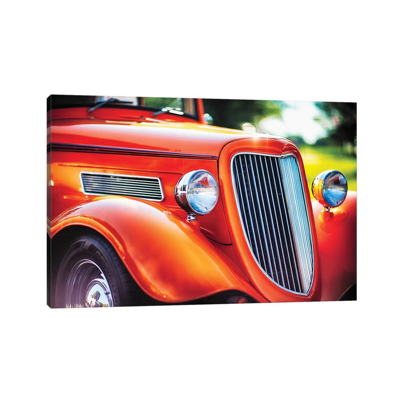Chrome And Smooth Curves Of A Roadster by George Oze - Wrapped Canvas Print, 20.32 cm H x 30.48 cm W