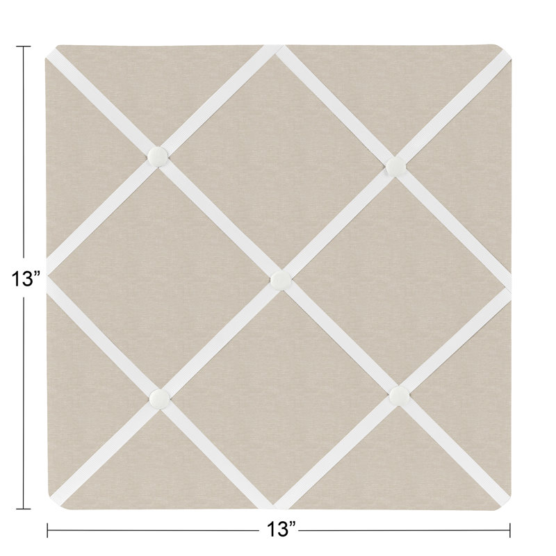 Taupe and Ivory Fabric Memo Board with Button Detail