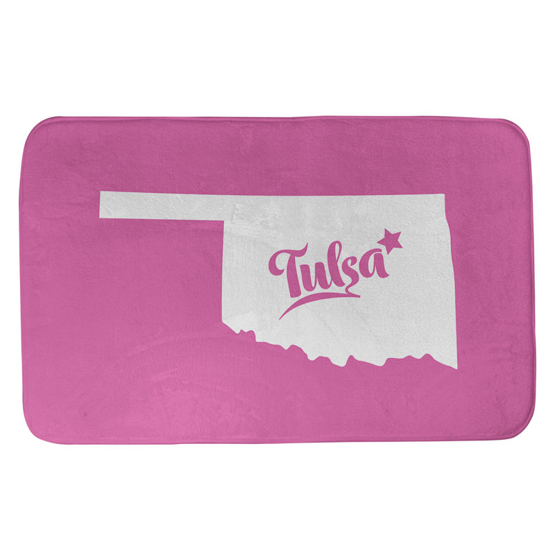 Tapis pour salle de bain en microfibre rectangulaire antidérapant antidérapant, L 17 po x L 21 po, Rose, Tulsa, Oklahoma