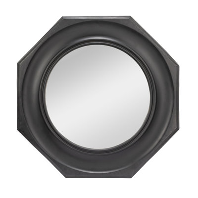 Hexagonal Carved Wood Framed Wall Mirror