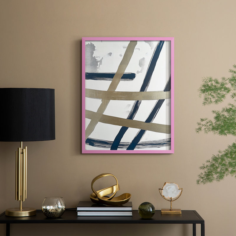 Impression abstraite encadrée, prête à être accrochée, fabriquée aux États-Unis, H 10 po x l 8 po, Rose