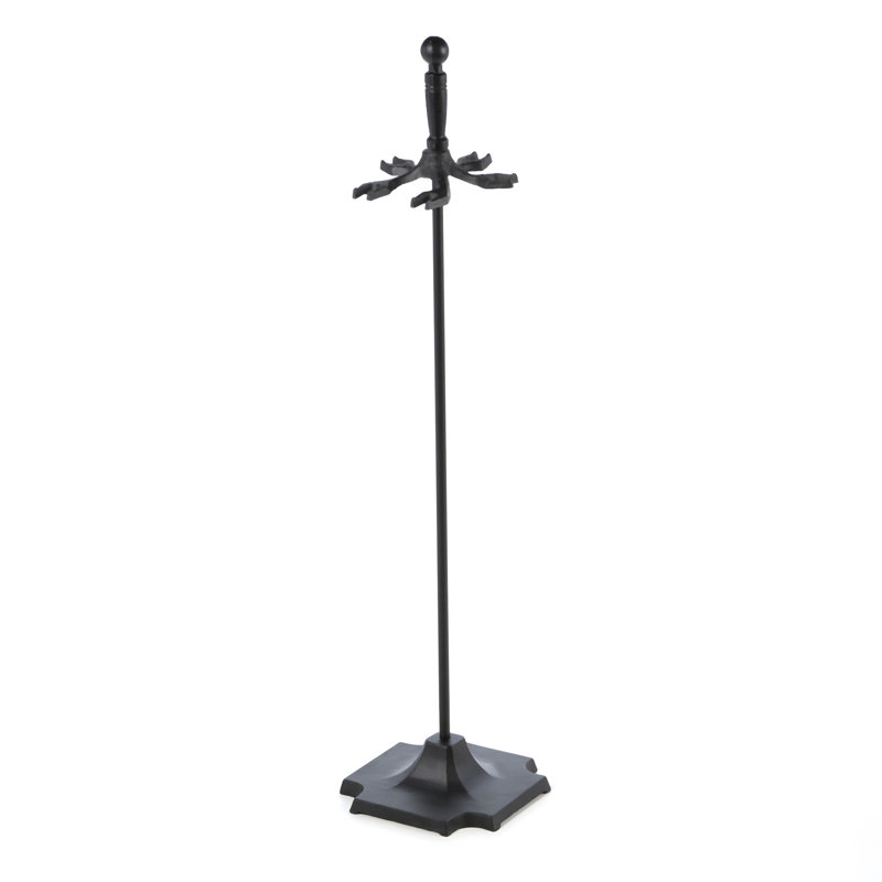 Black Iron 5-Piece Fireplace Tool Set with Ergonomic Handles